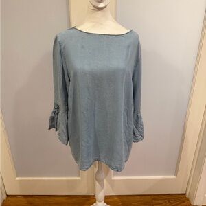 J. Jill Soft Blue Blouse with Bell Sleeves